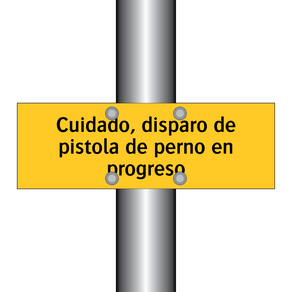 Cuidado, disparo de pistola de perno en progreso
