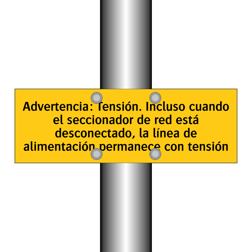 Advertencia: Tensión. Incluso cuando el seccionador de red está desconectado, la línea de alimentación permanece con tensión