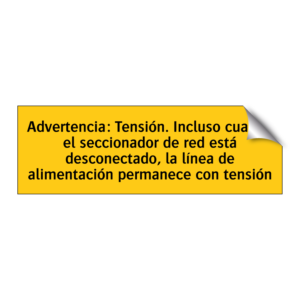 Advertencia: Tensión. Incluso cuando el seccionador de red está desconectado, la línea de alimentación permanece con tensión