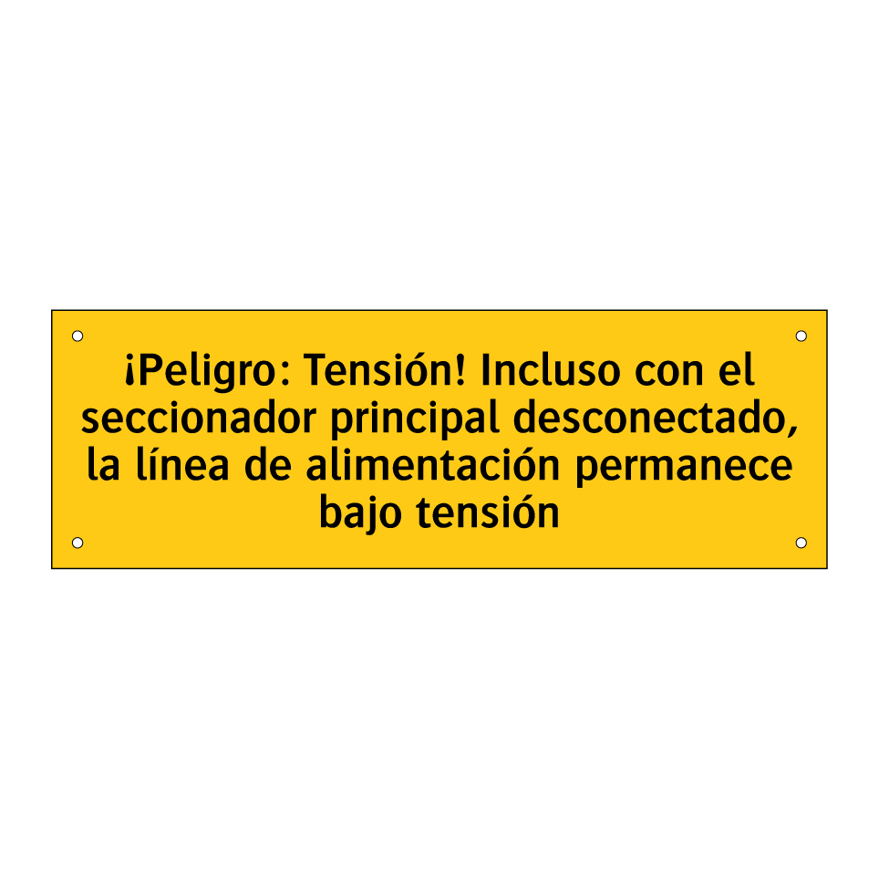 ¡Peligro: Tensión! Incluso con el seccionador principal desconectado, la línea de alimentación permanece bajo tensión