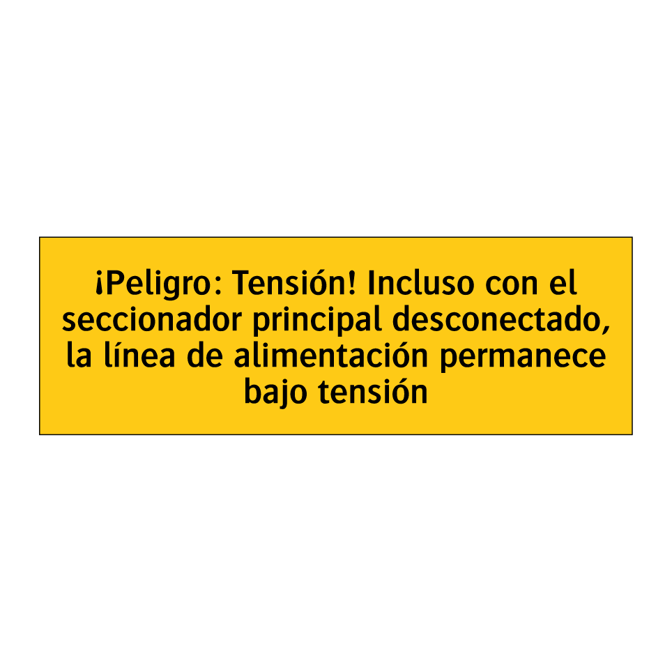 ¡Peligro: Tensión! Incluso con el seccionador principal desconectado, la línea de alimentación permanece bajo tensión