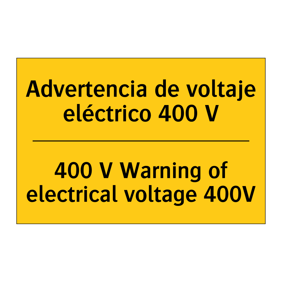 Advertencia de voltaje eléctrico 400 V - 400 V Warning of electrical voltage 400V