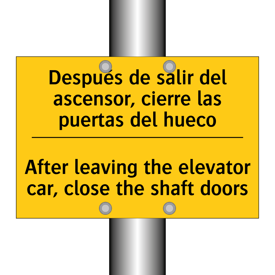 Después de salir del ascensor, cierre las puertas del hueco - After leaving the elevator car, close the shaft doors