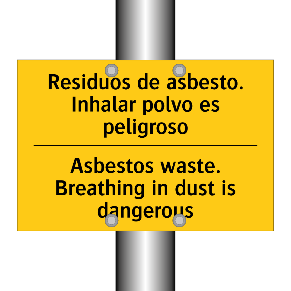 Residuos de asbesto. Inhalar polvo es peligroso - Asbestos waste. Breathing in dust is dangerous
