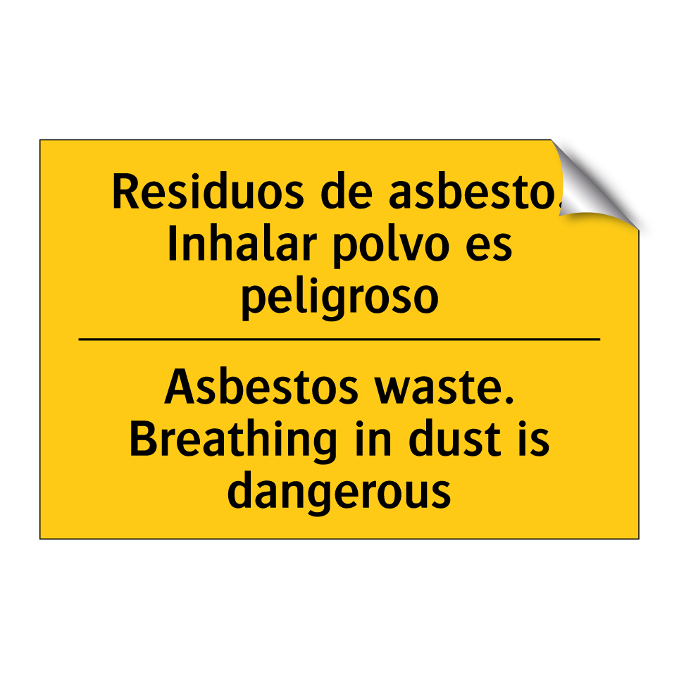 Residuos de asbesto. Inhalar polvo es peligroso - Asbestos waste. Breathing in dust is dangerous