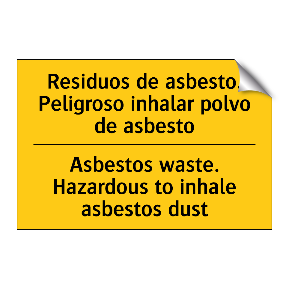 Residuos de asbesto. Peligroso inhalar polvo de asbesto - Asbestos waste. Hazardous to inhale asbestos dust