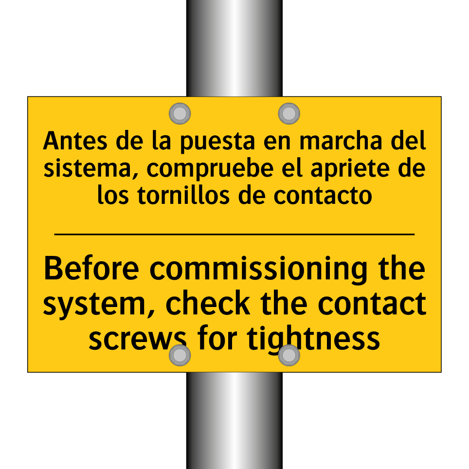 Before commissioning the system, check the contact screws for tightness - Before commissioning the system, check the contact screws for tightness