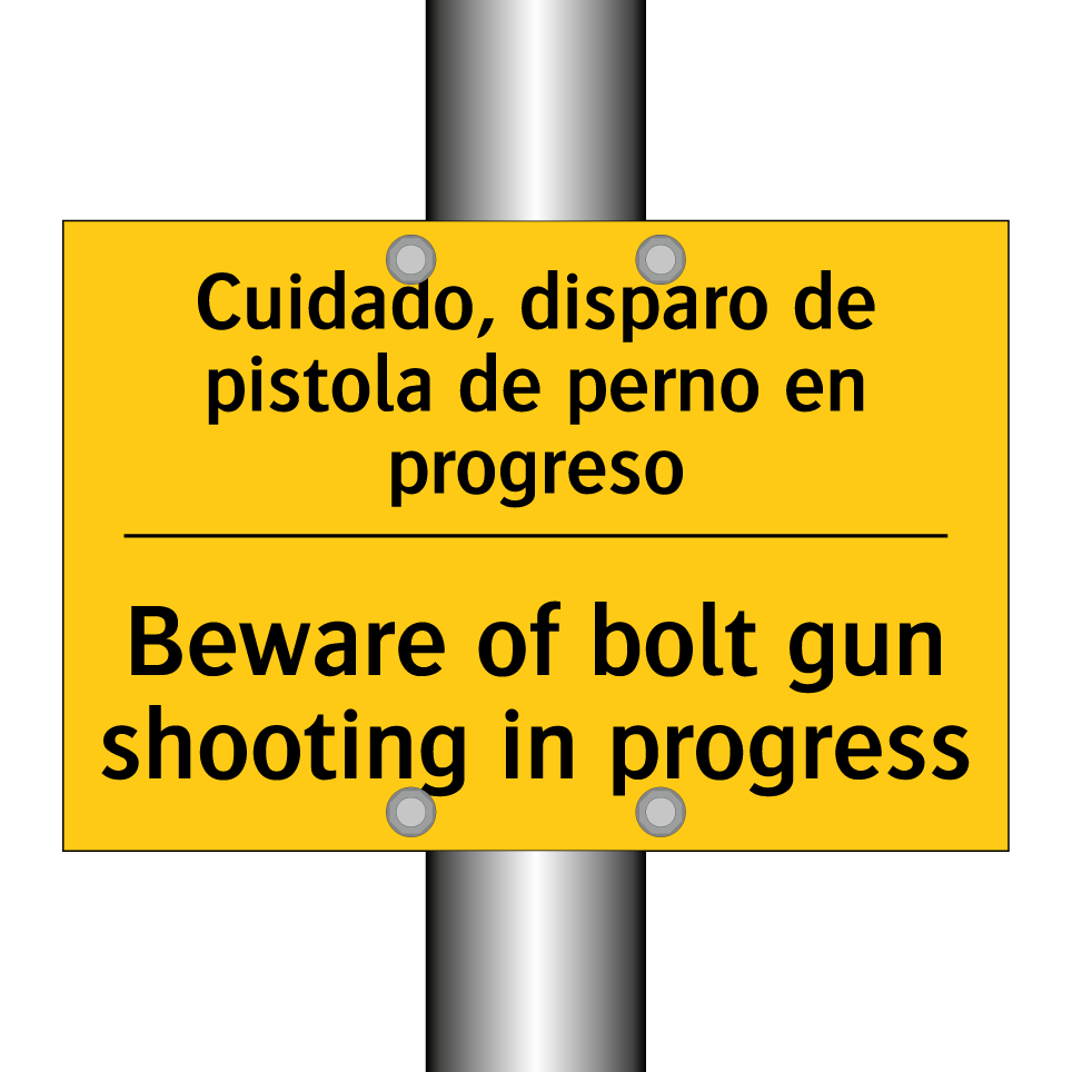 Cuidado, disparo de pistola de perno en progreso - Beware of bolt gun shooting in progress