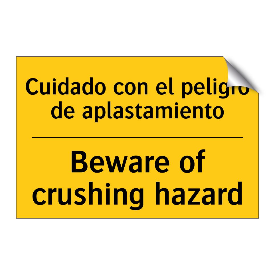 Cuidado con el peligro de aplastamiento - Beware of crushing hazard