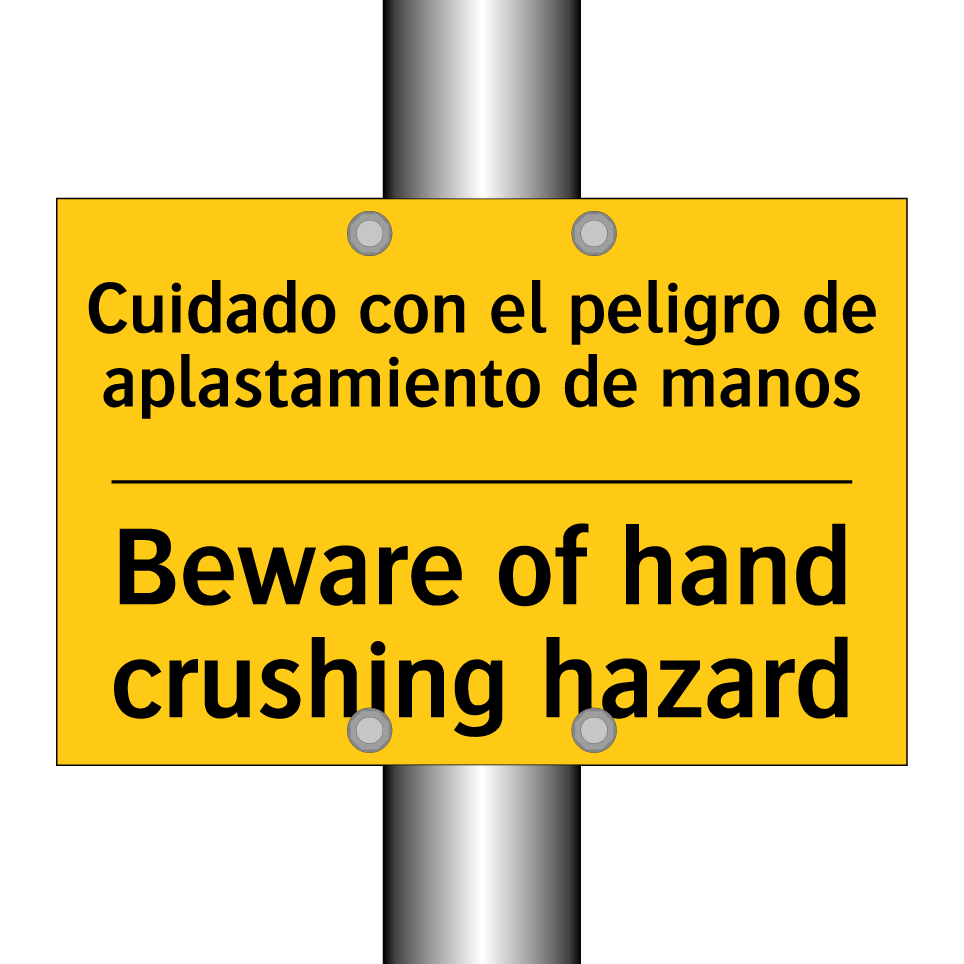 Cuidado con el peligro de aplastamiento de manos - Beware of hand crushing hazard