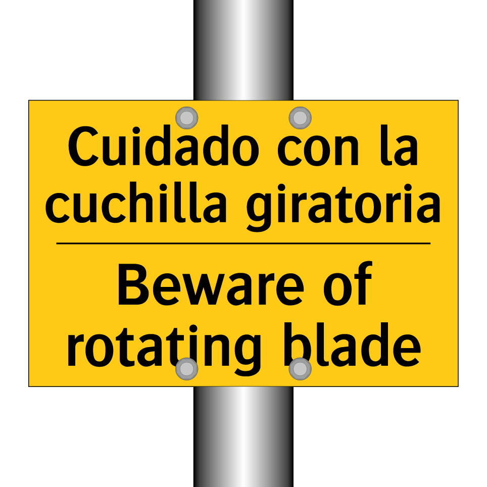 Cuidado con la cuchilla giratoria - Beware of rotating blade