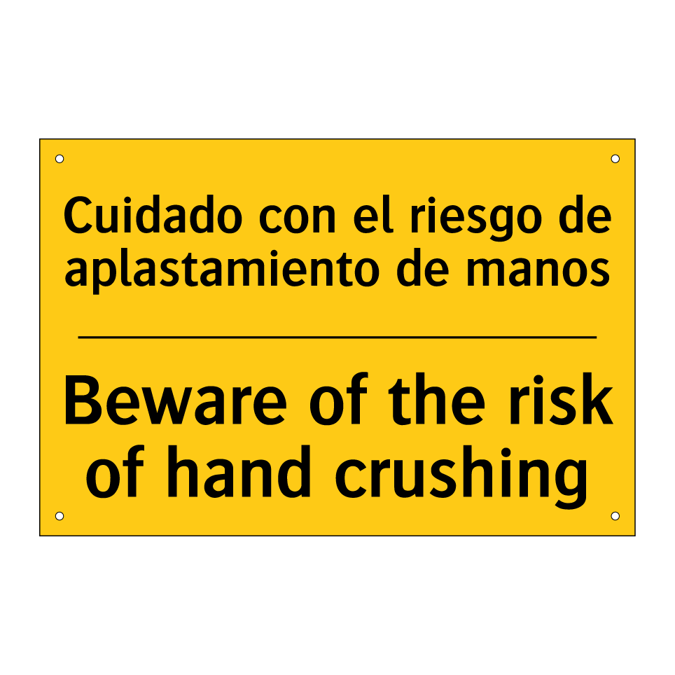 Cuidado con el riesgo de aplastamiento de manos - Beware of the risk of hand crushing