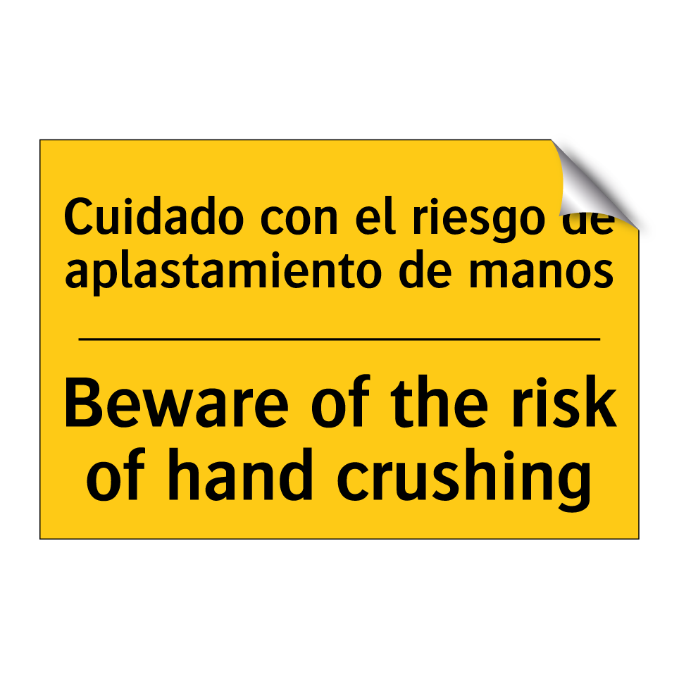 Cuidado con el riesgo de aplastamiento de manos - Beware of the risk of hand crushing