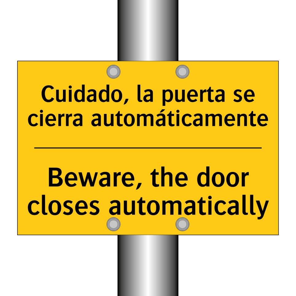 Cuidado, la puerta se cierra automáticamente - Beware, the door closes automatically