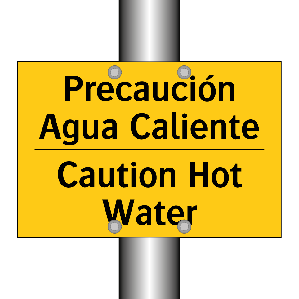 Precaución Agua Caliente - Caution Hot Water