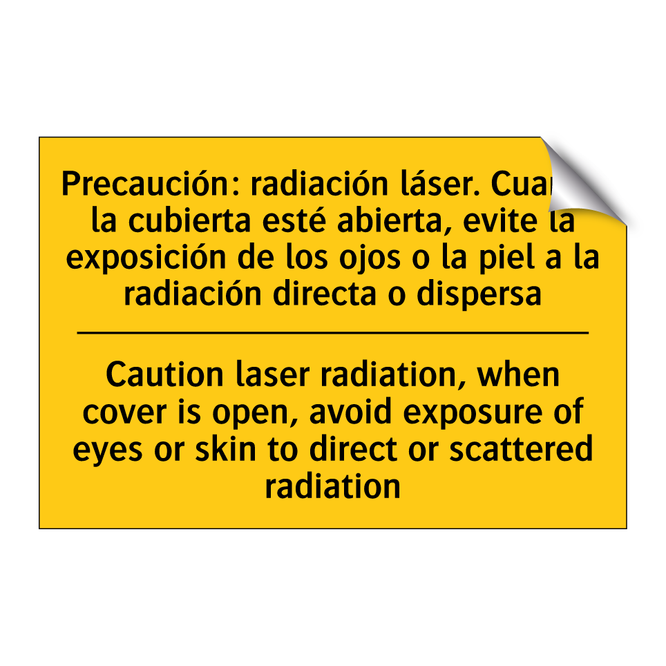 Caution laser radiation, when cover is open, avoid exposure of eyes or skin to direct or scattered radiation - Caution laser radiation, when cover is open, avoid exposure of eyes or skin to direct or scattered radiation