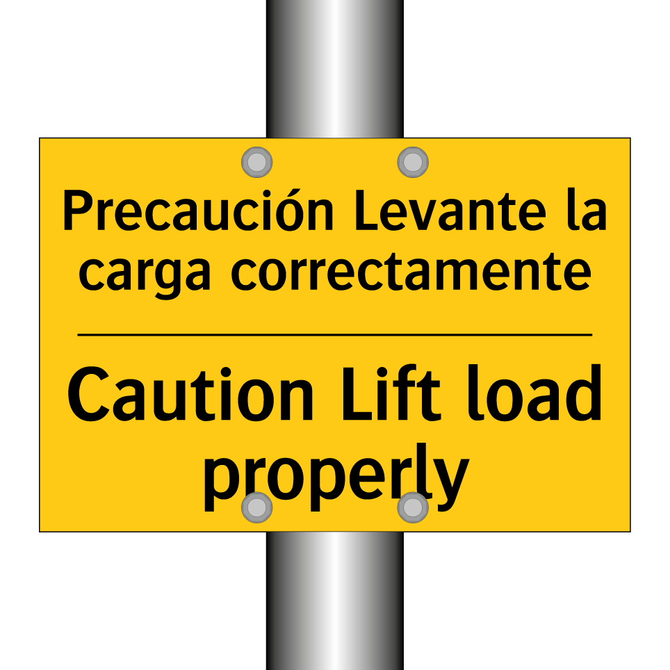 Precaución Levante la carga correctamente - Caution Lift load properly