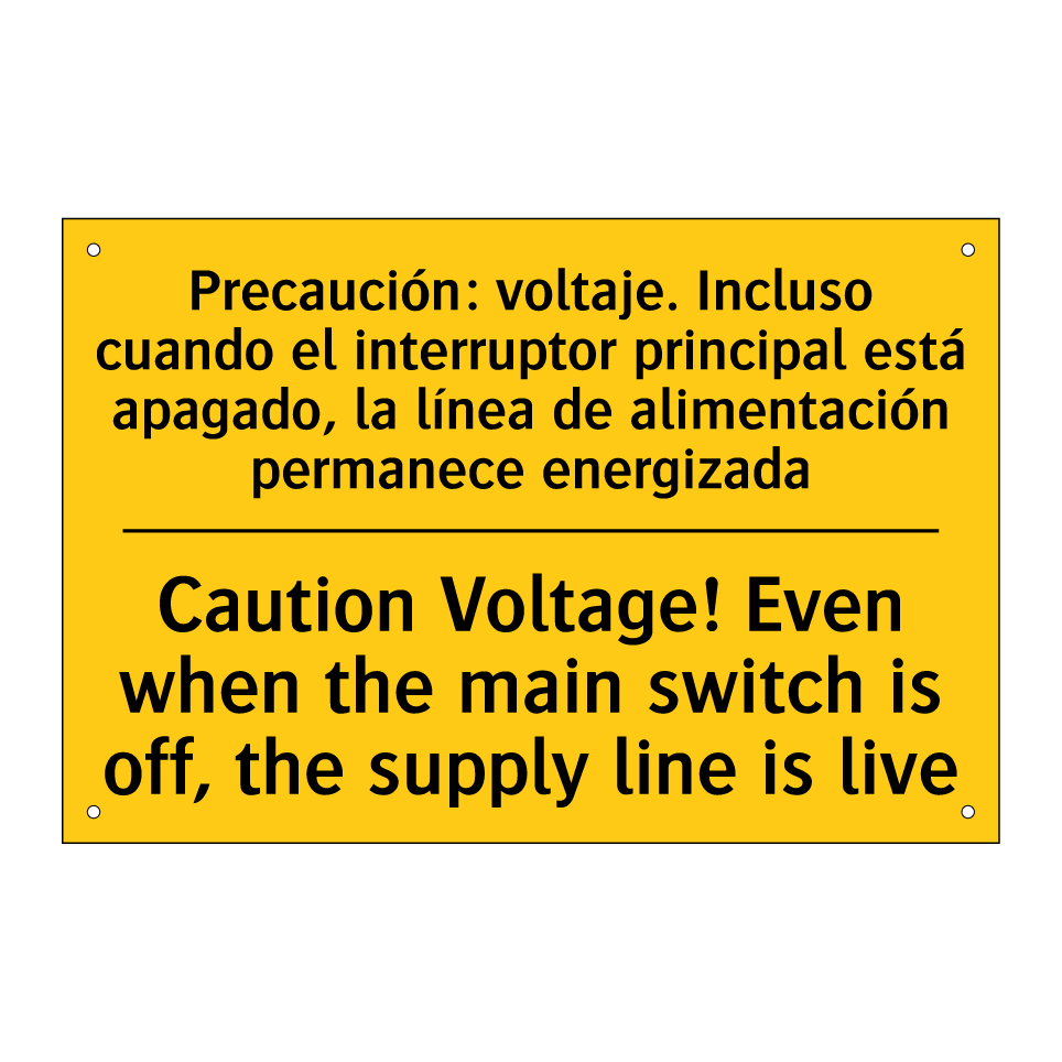 Caution Voltage! Even when the main switch is off, the supply line is live - Caution Voltage! Even when the main switch is off, the supply line is live