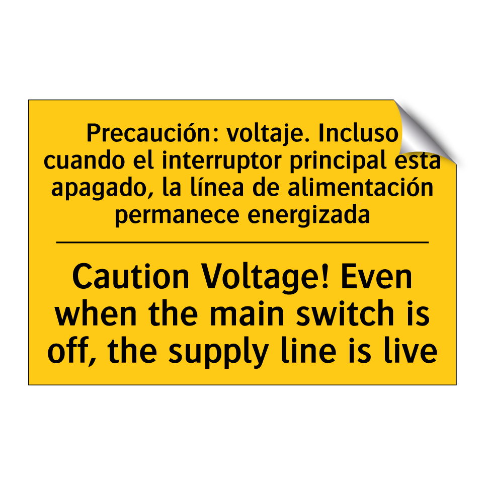 Caution Voltage! Even when the main switch is off, the supply line is live - Caution Voltage! Even when the main switch is off, the supply line is live