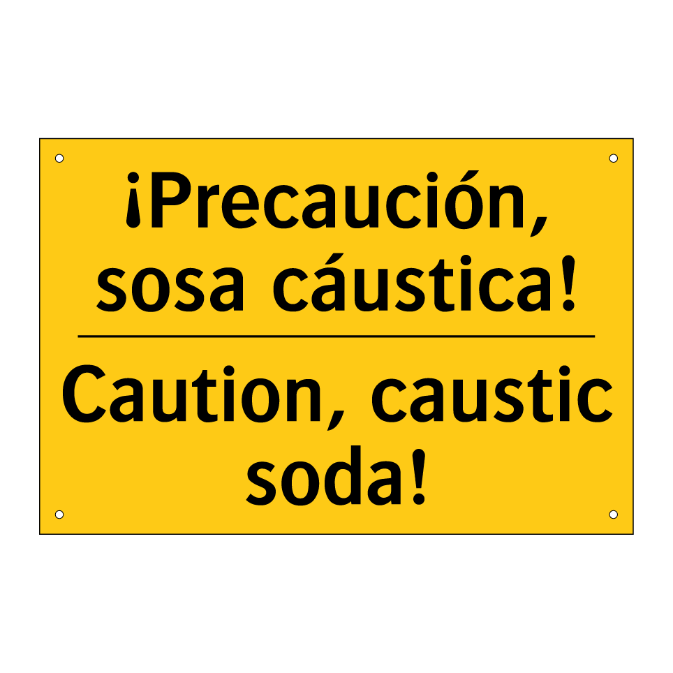 ¡Precaución, sosa cáustica! - Caution, caustic soda!
