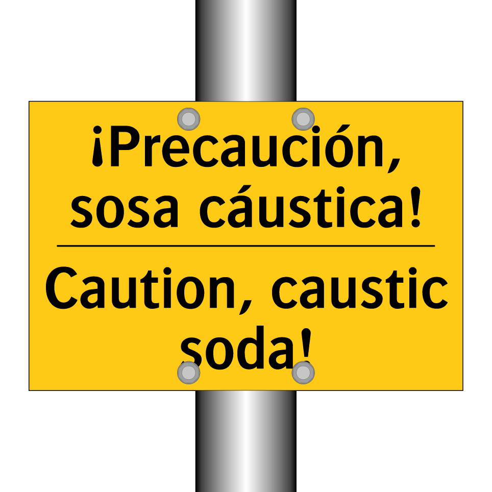 ¡Precaución, sosa cáustica! - Caution, caustic soda!