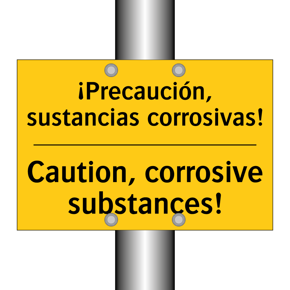 ¡Precaución, sustancias corrosivas! - Caution, corrosive substances!