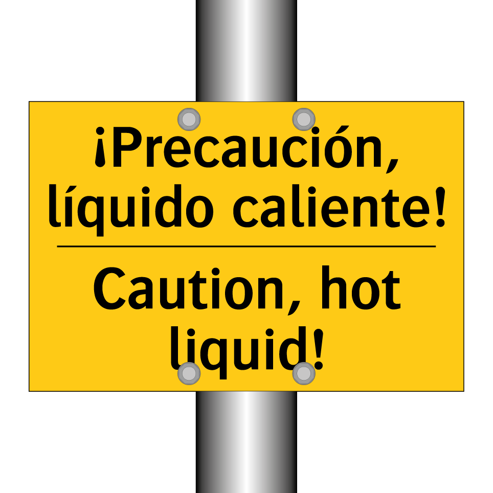 ¡Precaución, líquido caliente! - Caution, hot liquid!