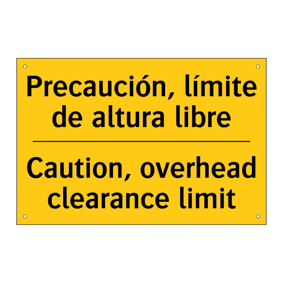 Precaución, límite de altura libre - Caution, overhead clearance limit
