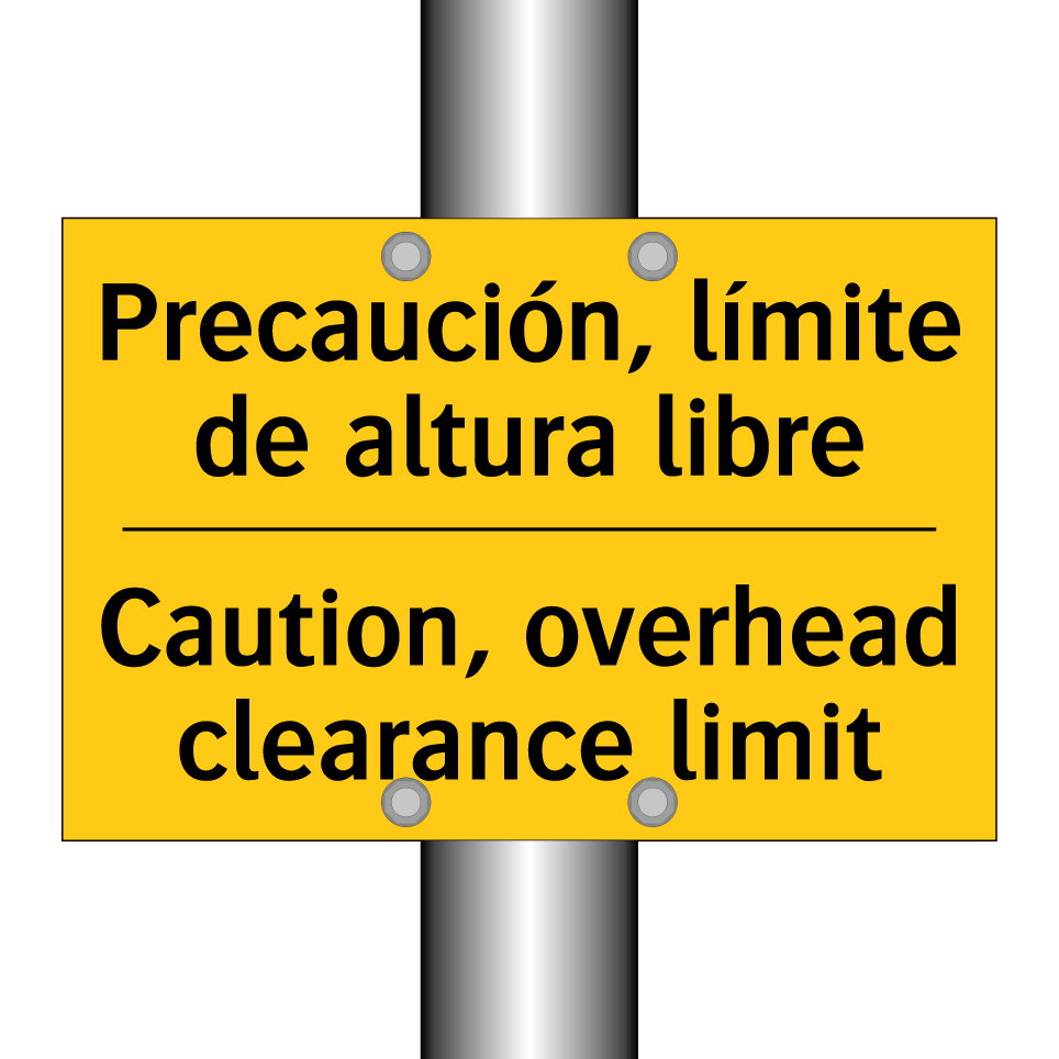 Precaución, límite de altura libre - Caution, overhead clearance limit