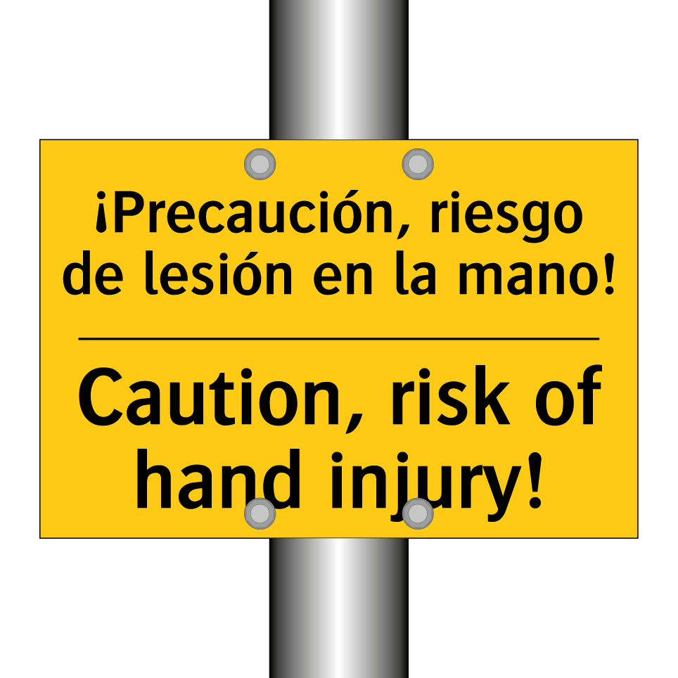 ¡Precaución, riesgo de lesión en la mano! - Caution, risk of hand injury!