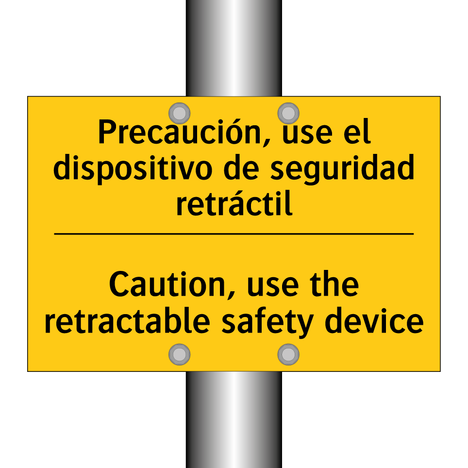 Precaución, use el dispositivo de seguridad retráctil - Caution, use the retractable safety device