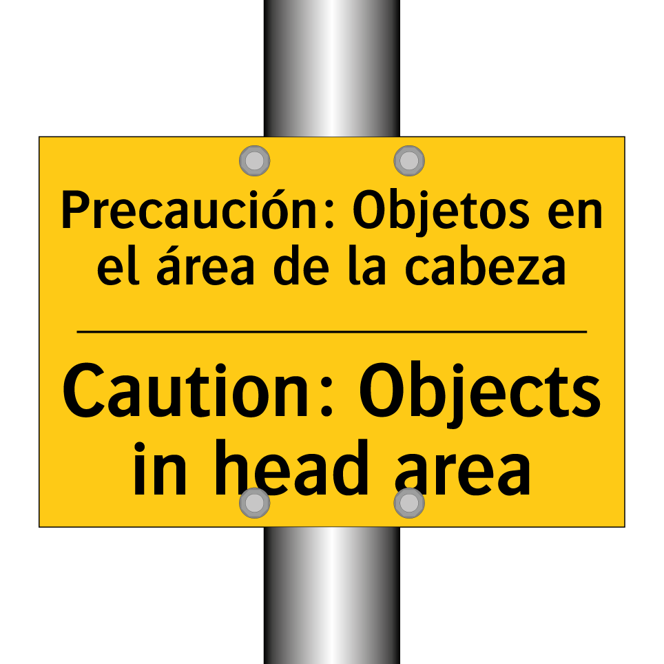 Precaución: Objetos en el área de la cabeza - Caution: Objects in head area