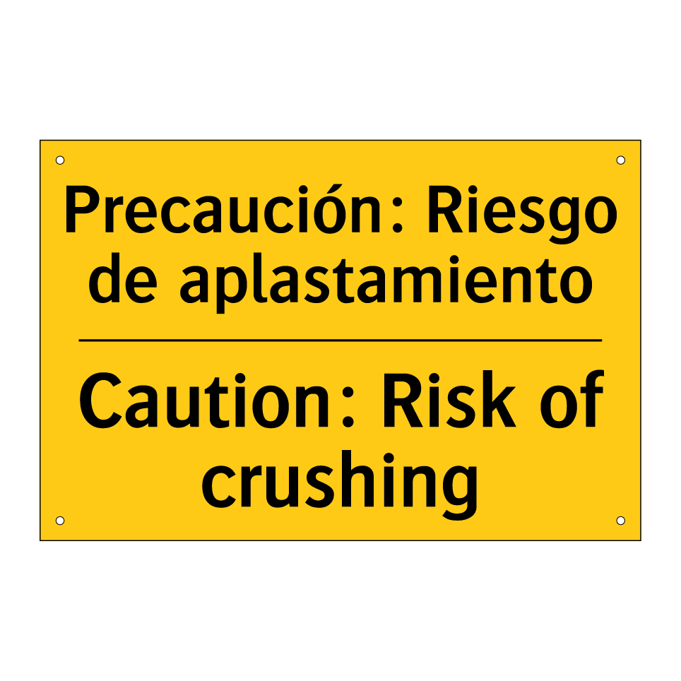 Precaución: Riesgo de aplastamiento - Caution: Risk of crushing