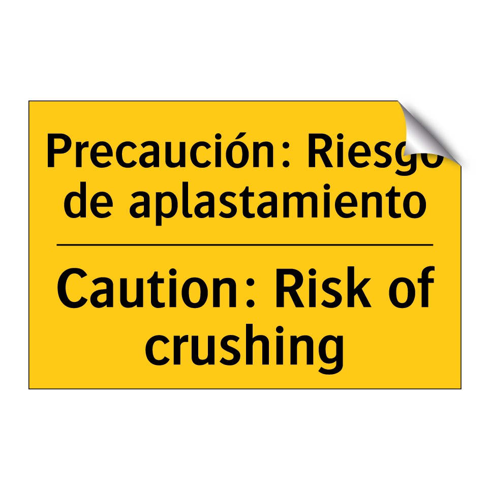 Precaución: Riesgo de aplastamiento - Caution: Risk of crushing