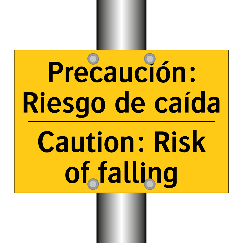 Precaución: Riesgo de caída - Caution: Risk of falling