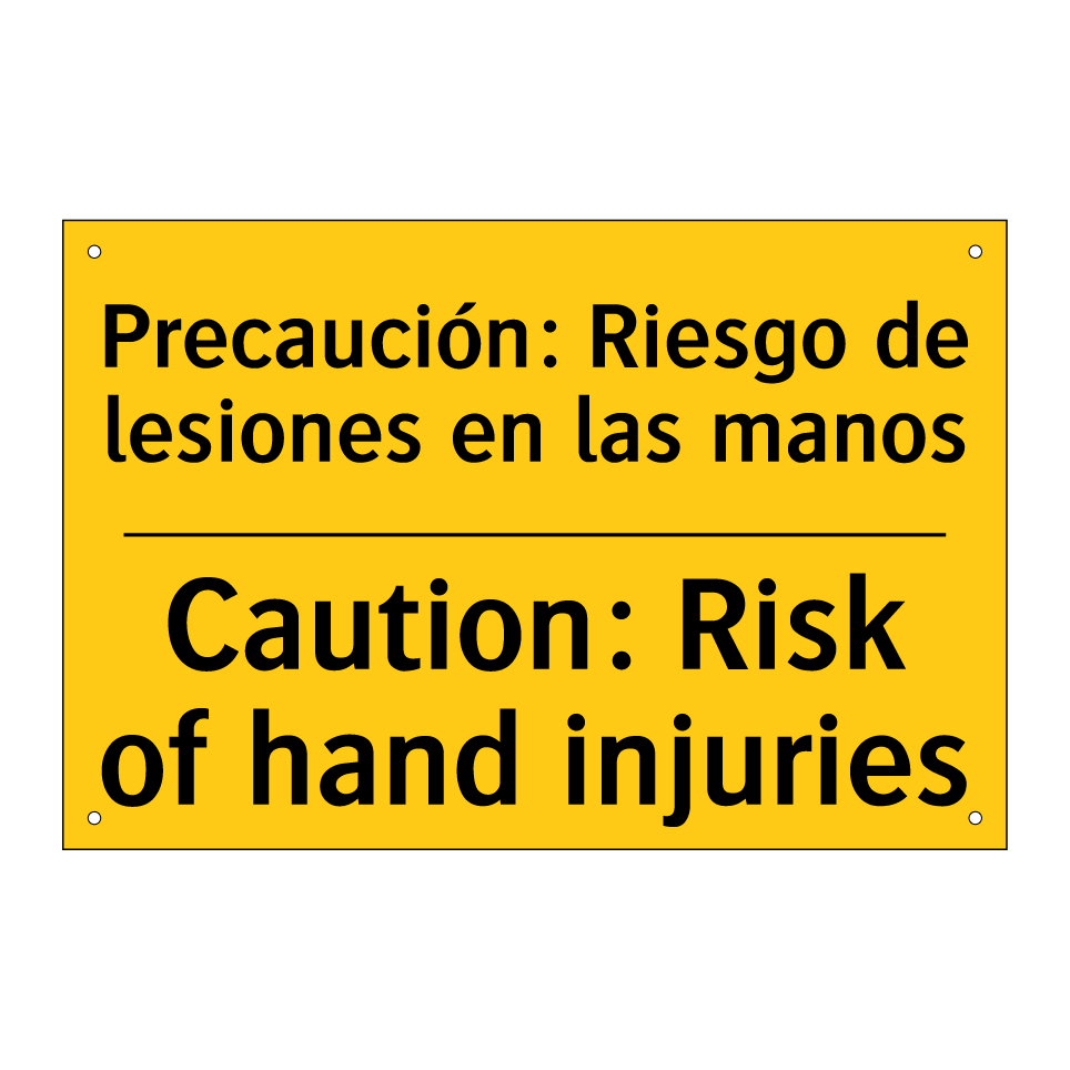 Precaución: Riesgo de lesiones en las manos - Caution: Risk of hand injuries