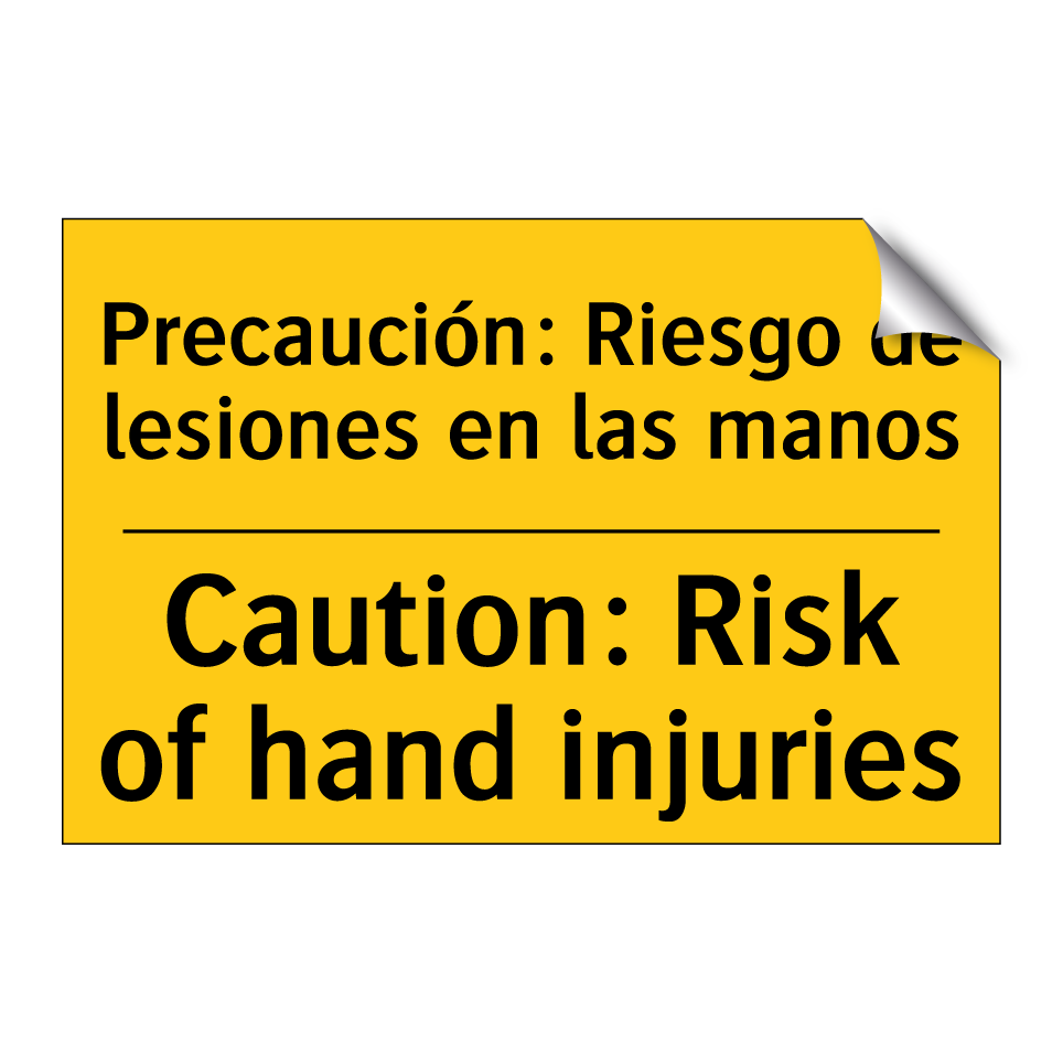 Precaución: Riesgo de lesiones en las manos - Caution: Risk of hand injuries