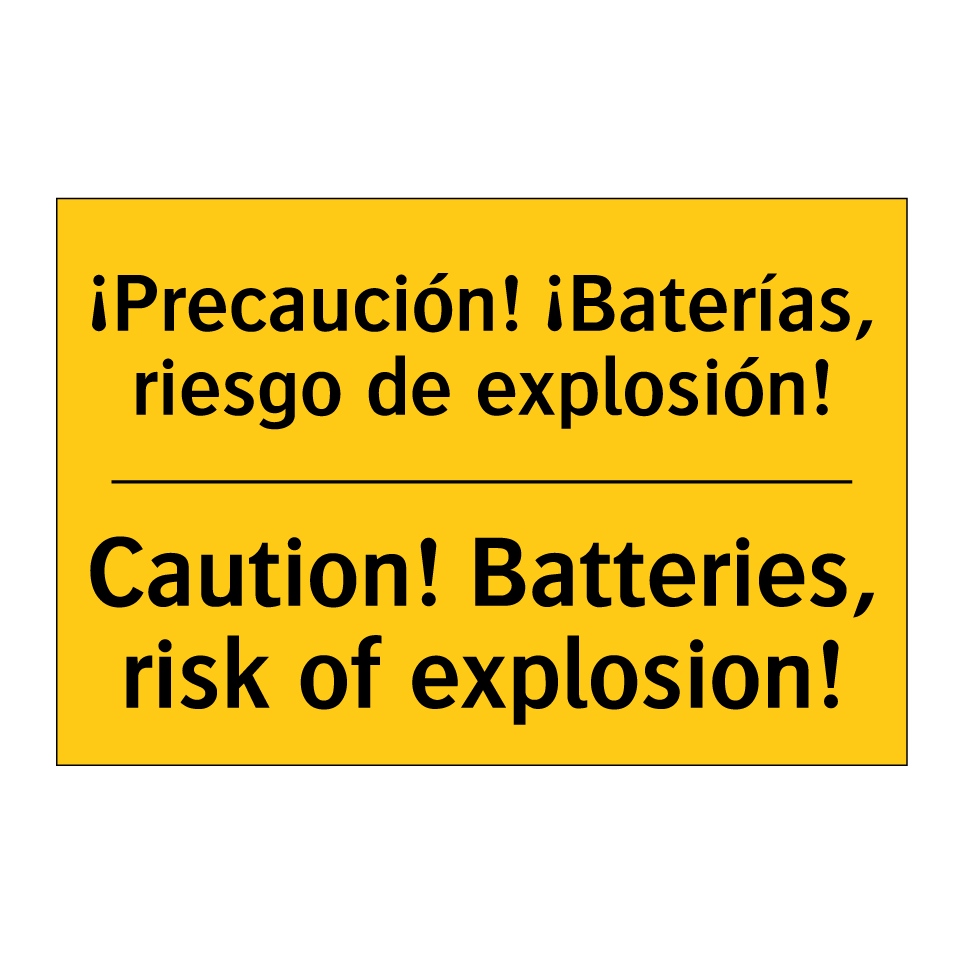 ¡Precaución! ¡Baterías, riesgo de explosión! - Caution! Batteries, risk of explosion!