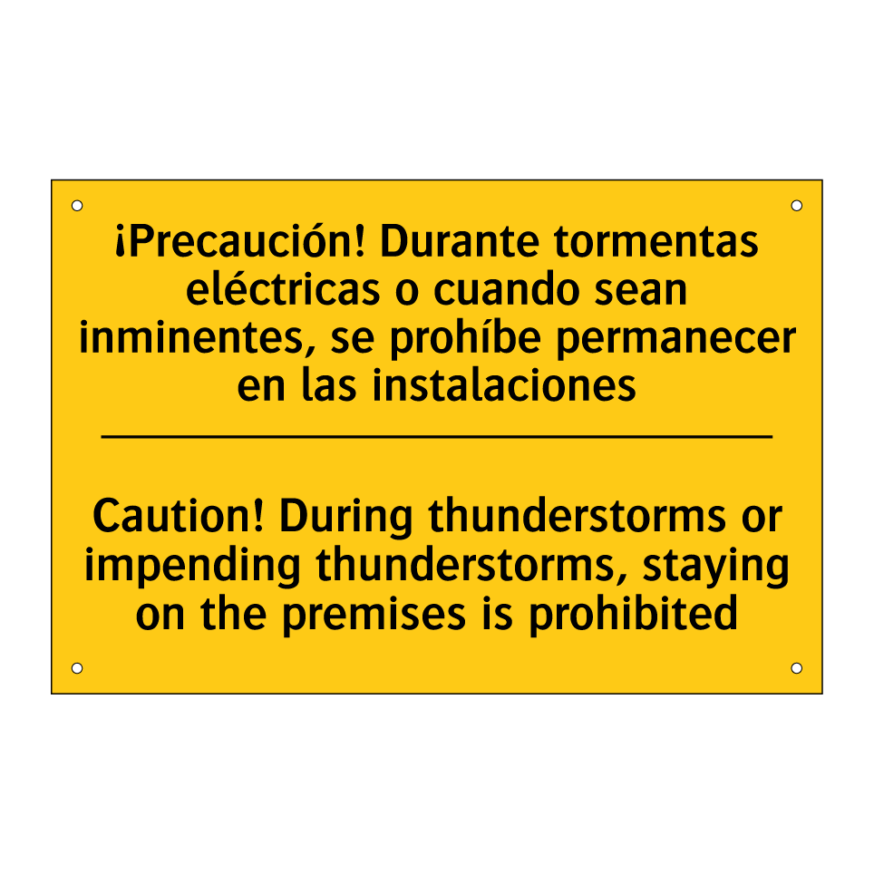 Caution! During thunderstorms or impending thunderstorms, staying on the premises is prohibited - Caution! During thunderstorms or impending thunderstorms, staying on the premises is prohibited
