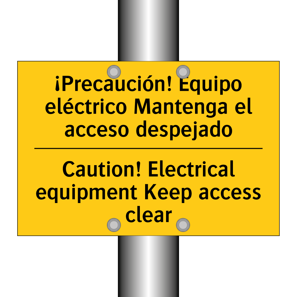 ¡Precaución! Equipo eléctrico Mantenga el acceso despejado - Caution! Electrical equipment Keep access clear