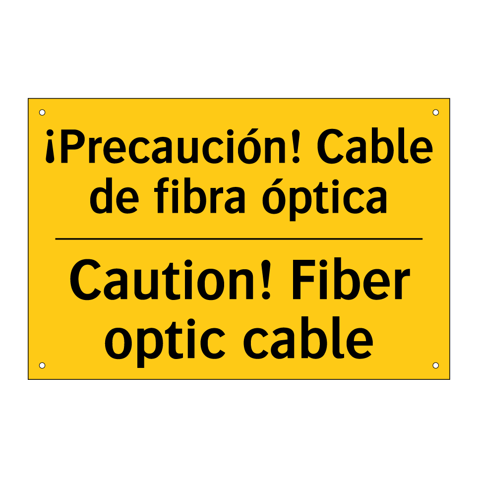 ¡Precaución! Cable de fibra óptica - Caution! Fiber optic cable