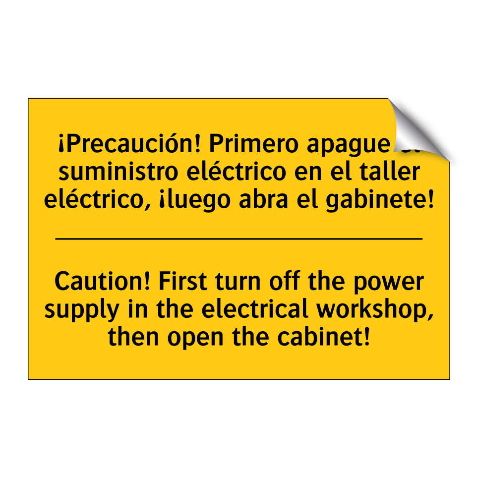 ¡Precaución! Primero apague el suministro eléctrico en el taller eléctrico, ¡luego abra el gabinete! - Caution! First turn off the power supply in the electrical workshop, then open the cabinet!