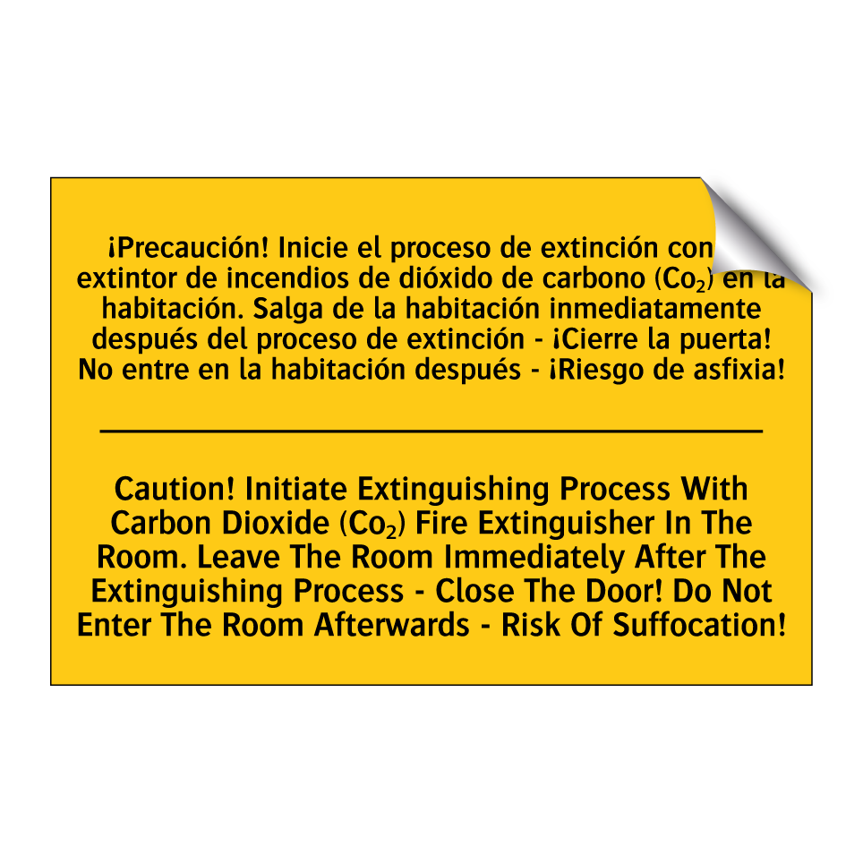 ¡Precaución! Inicie el proceso de extinción con un extintor de incendios de dióxido de carbono (Co₂) en la habitación. Salga de la habitación inmediatamente después del proceso de extinción - ¡Cierre la puerta! No entre en la habitación des /.../