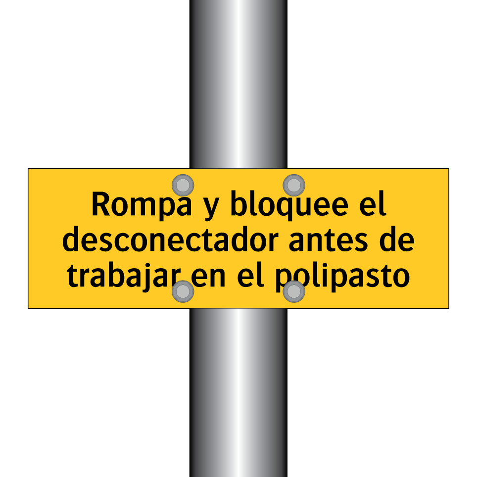 Rompa y bloquee el desconectador antes de trabajar en el polipasto