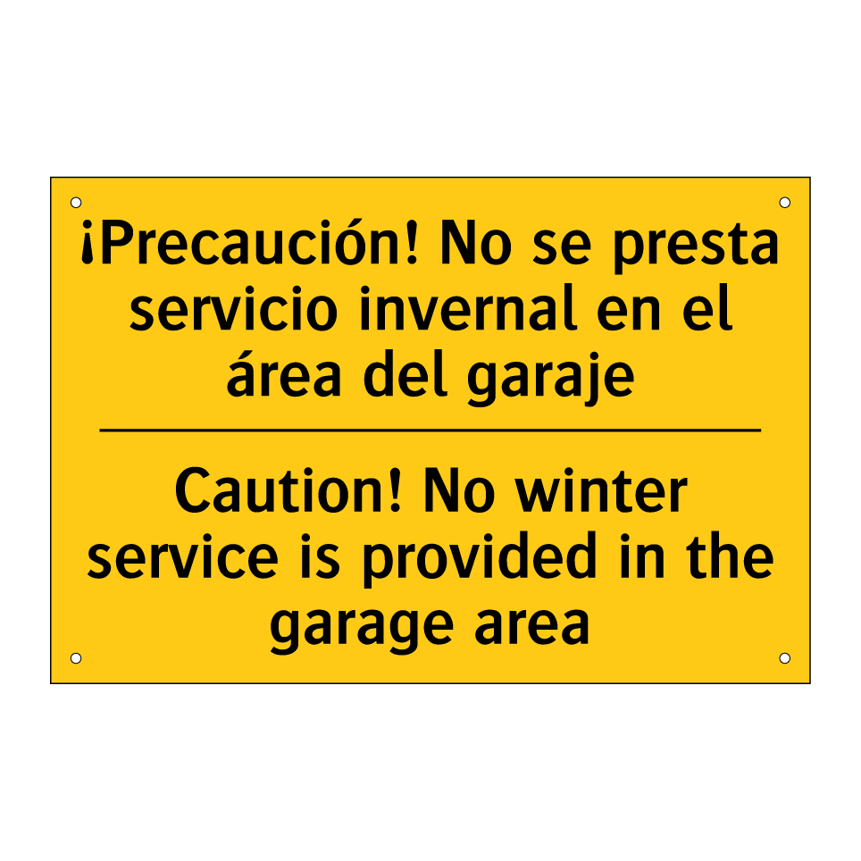 Caution! No winter service is provided in the garage area - Caution! No winter service is provided in the garage area