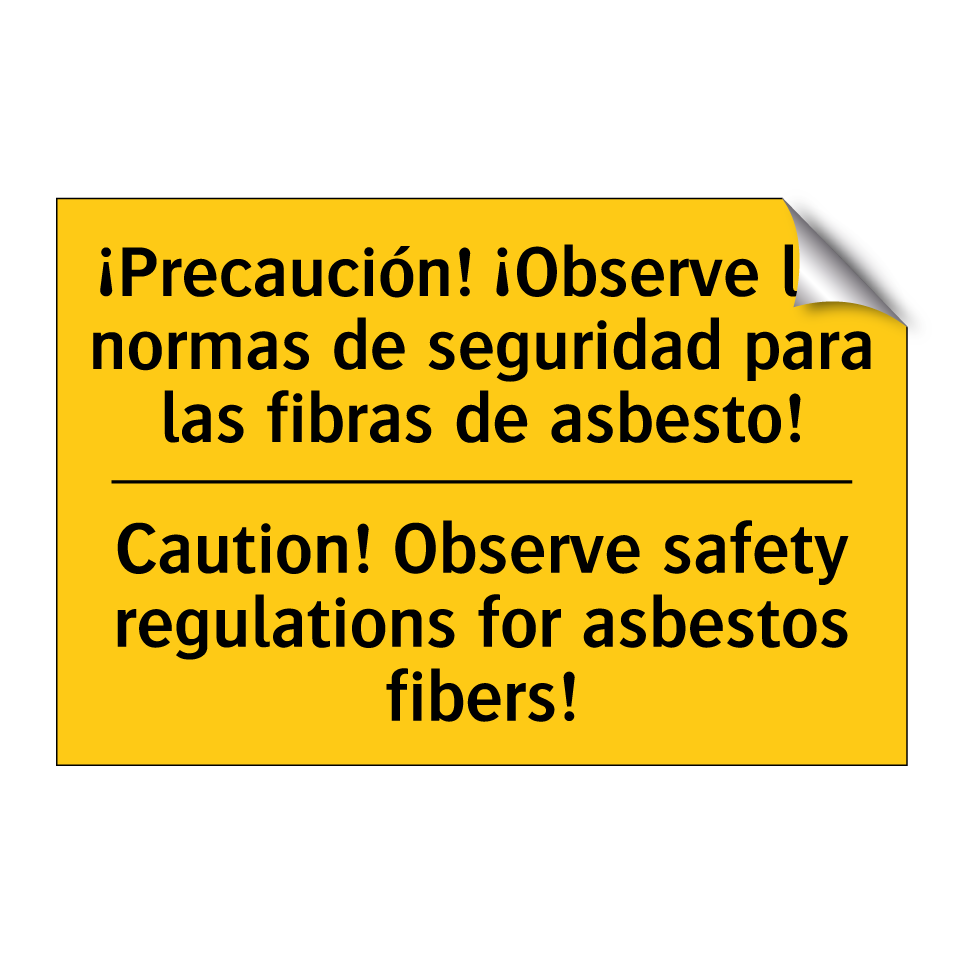 ¡Precaución! ¡Observe las normas de seguridad para las fibras de asbesto! - Caution! Observe safety regulations for asbestos fibers!