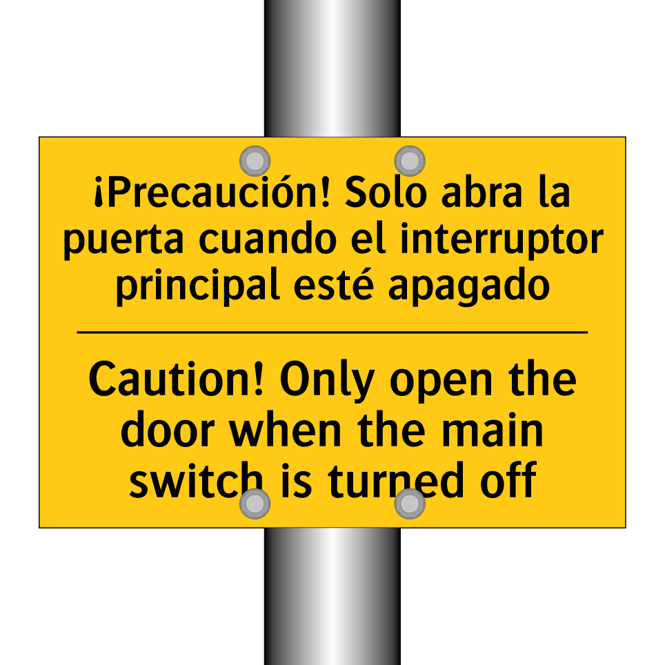 ¡Precaución! Solo abra la puerta cuando el interruptor principal esté apagado - Caution! Only open the door when the main switch is turned off