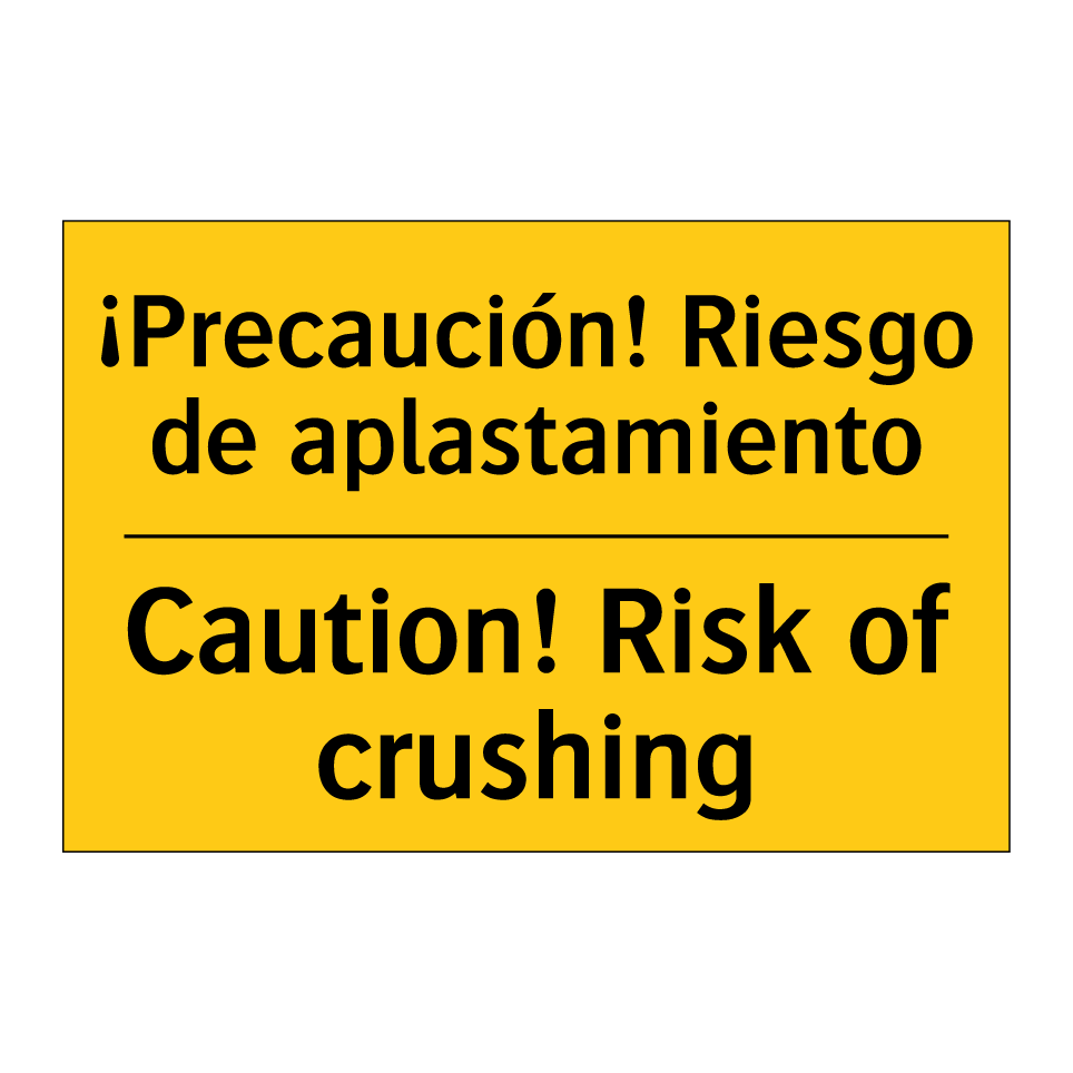 ¡Precaución! Riesgo de aplastamiento - Caution! Risk of crushing