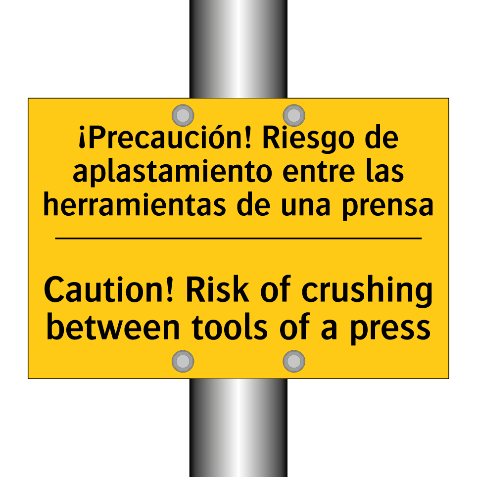 ¡Precaución! Riesgo de aplastamiento entre las herramientas de una prensa - Caution! Risk of crushing between tools of a press