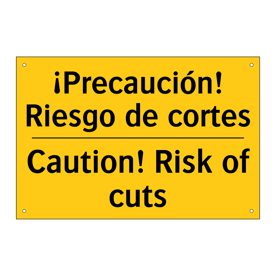 ¡Precaución! Riesgo de cortes - Caution! Risk of cuts
